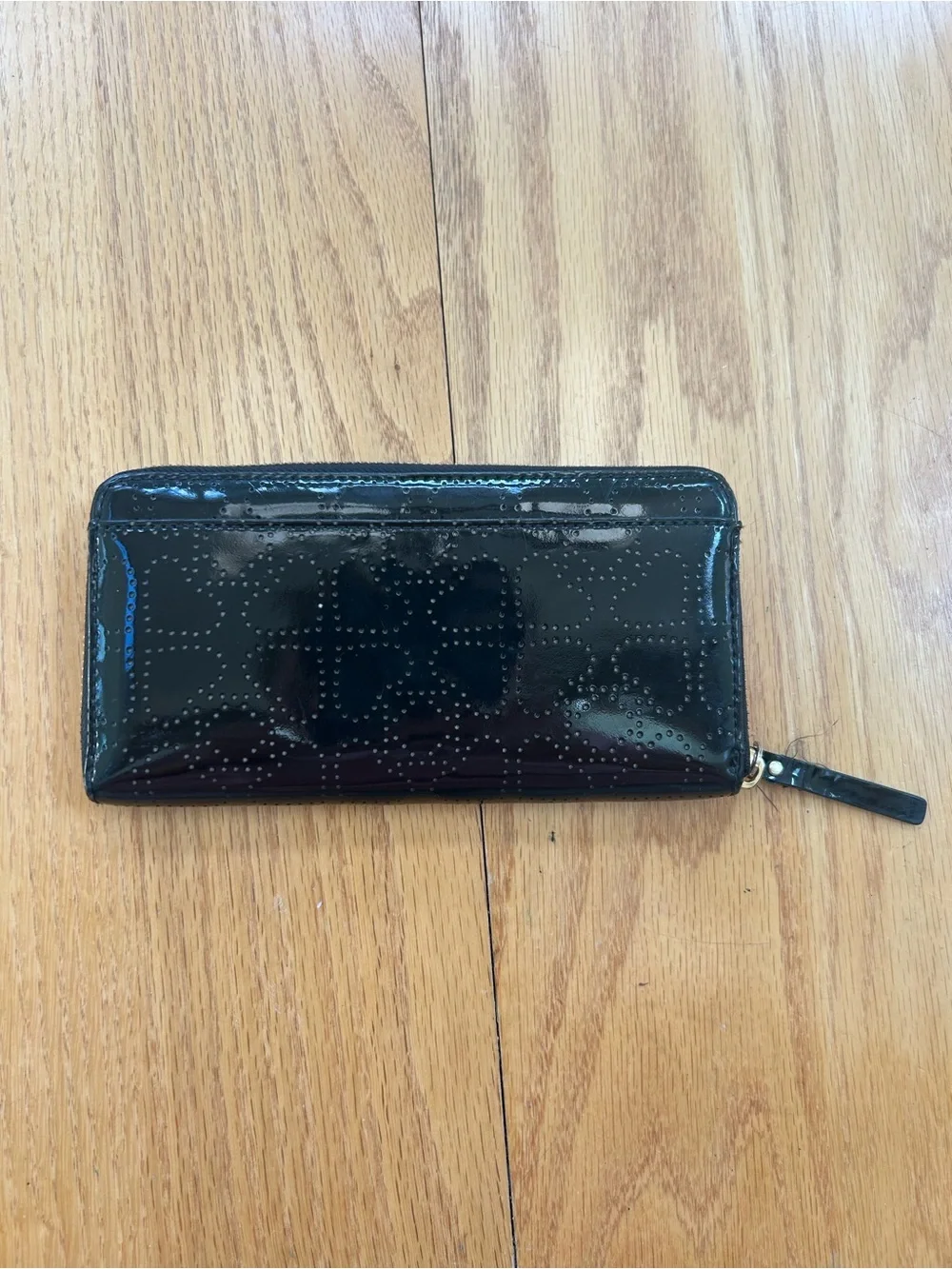 Kate Spade WLRU1444 Metro Spade Neda Continental Wallet Black Patent Cream